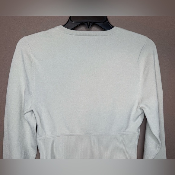 Babaton Sculpt Knit Empire Longsleeve Rib Knit Corset Top in Matte Pearl Size L - Picture 13 of 16